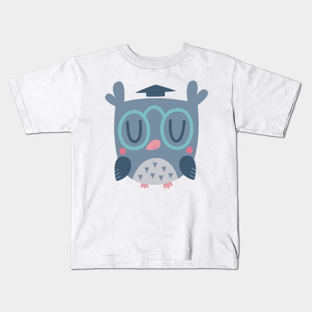 Smart Owl Kids T-Shirt by clairestamper